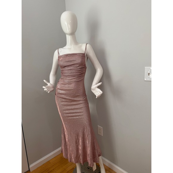 Commense Sparkly Evening Dress pink Ruched‎ Bodycon Cocktail Party Gown S - Picture 5 of 9